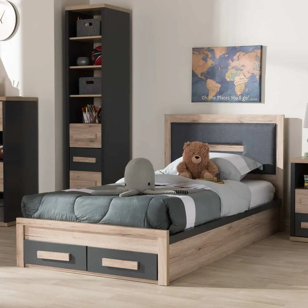 Contemporary Grey and Brown Twin Size Storage Bed by Baxton Studio – furniture