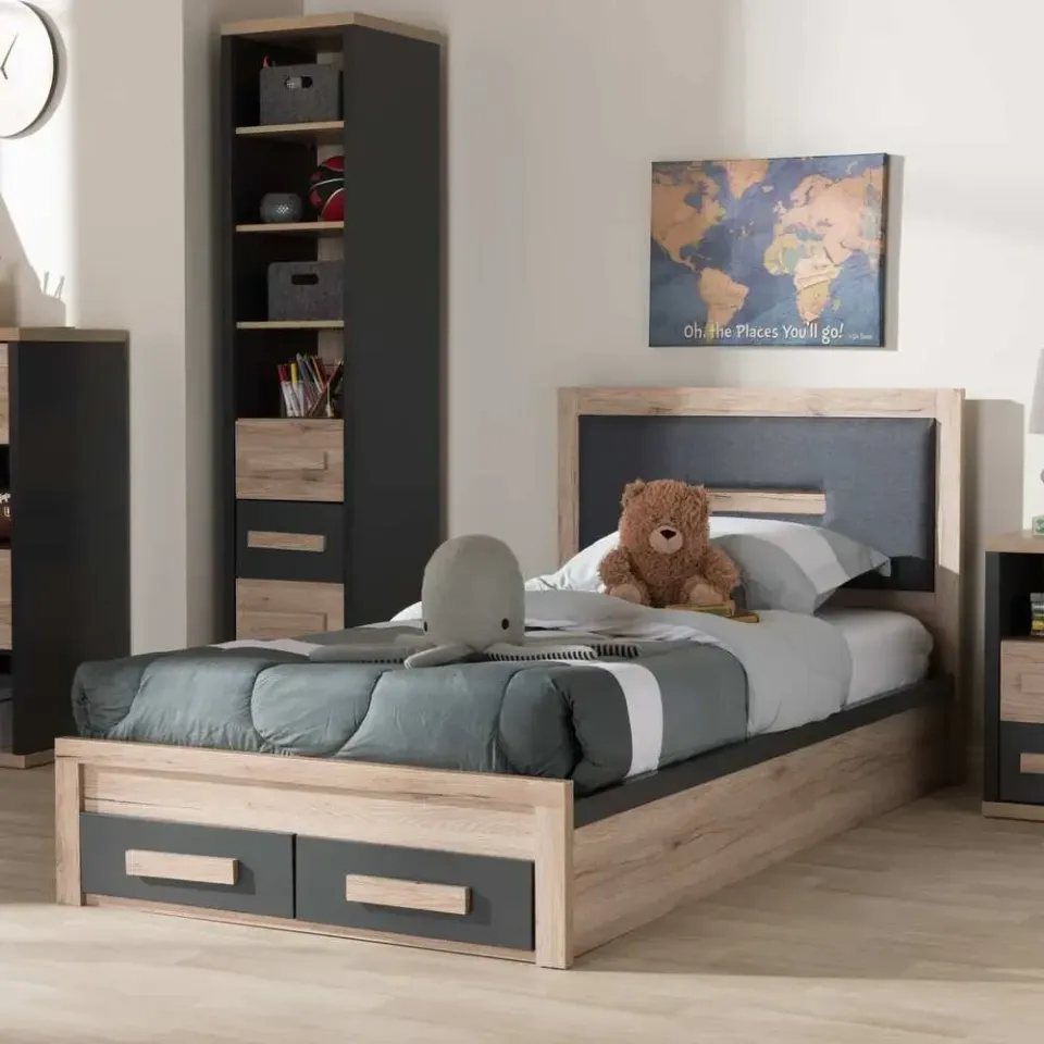 Contemporary Grey and Brown Twin Size Storage Bed by Baxton Studio – furniture - product image 1
