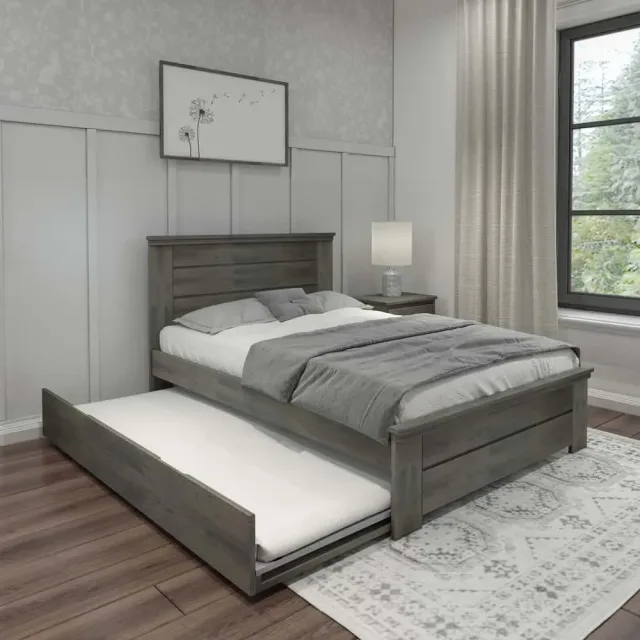 Max and Lily Farmhouse Full Bed with Panel Headboard with Trundle – furniture