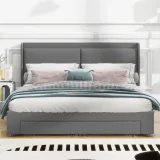 Queen Size Storage Upholstered Hydraulic Platform Bed with 2 Drawers – furniture thumbnail 5