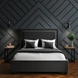 Zavior Dark Grey Velvet Ottoman Bed with Studded Headboard thumbnail 3