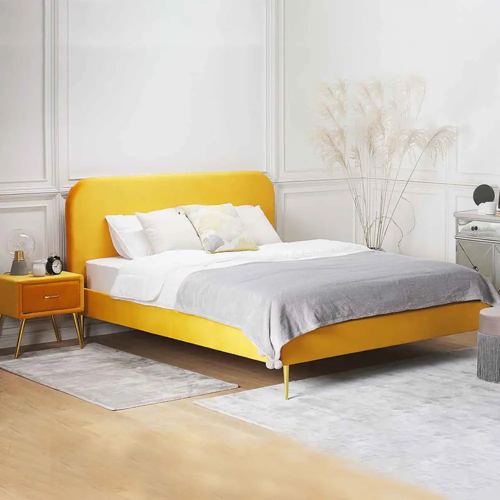 Velvet Upholstered Bed – furniture