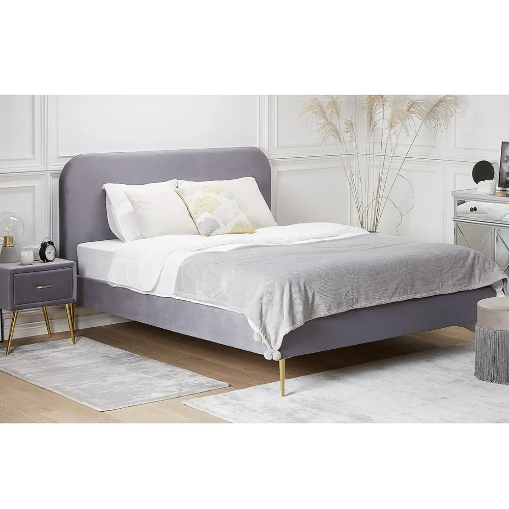 Velvet Upholstered Bed – furniture