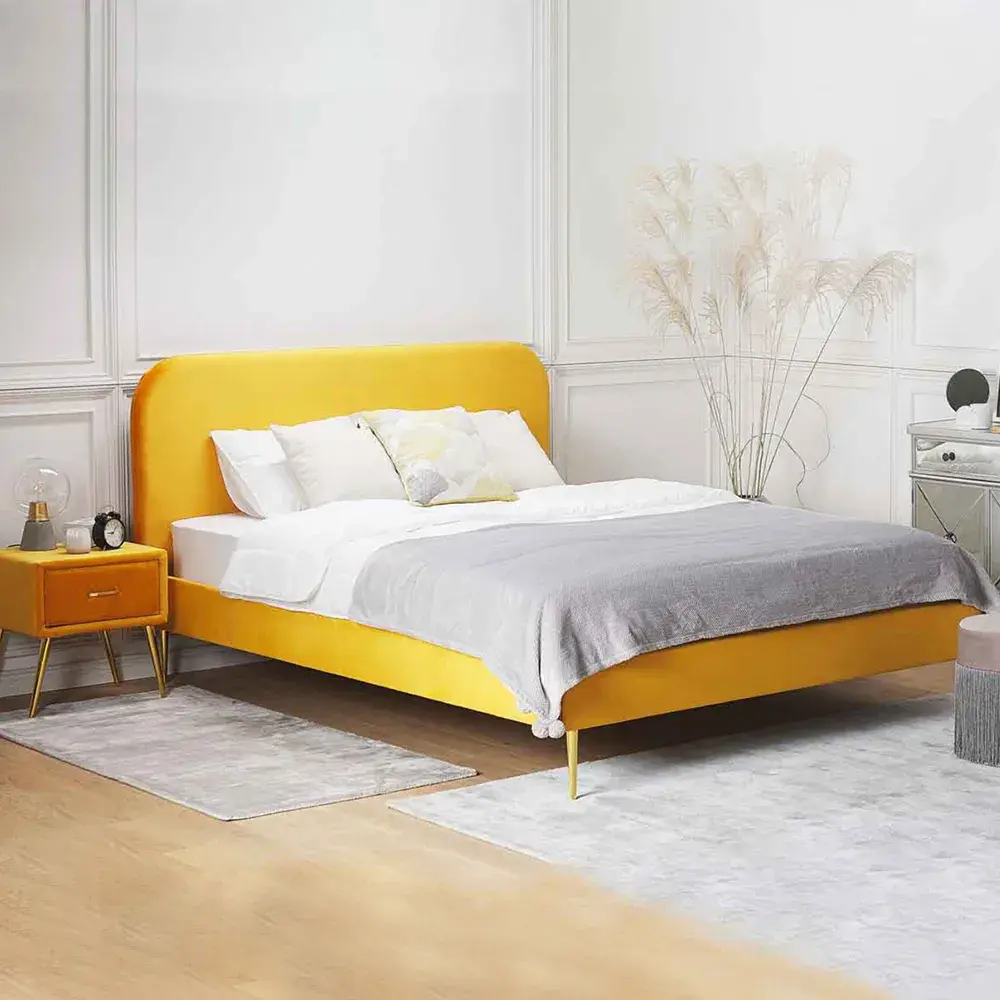 Velvet Upholstered Bed – furniture