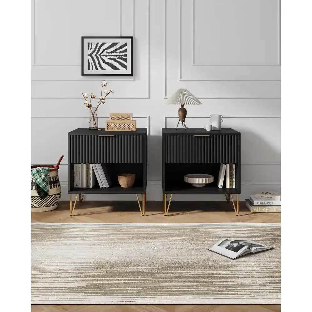 Manhattan Comfort Dumbo 1.0 Mid Century 1 Drawer Nightstand – furniture