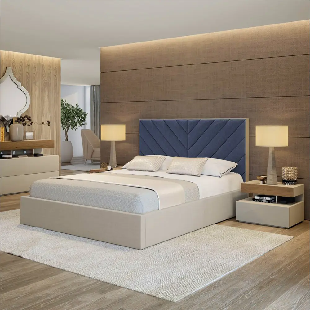 Cross Lines Tufted Headboard Bed – Luxury Upholstered Bed for Your Dubai Home – furniture