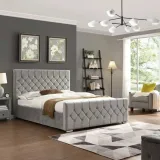 Royal Rest Velvet Upholstered Bed – furniture