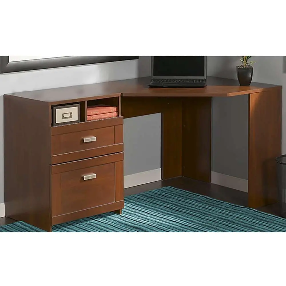 Curved Corner Computer Table in Black – furniture