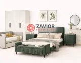 Zavior Luxury Upholstered Bedroom Set with Platform Bed and Bench thumbnail 1