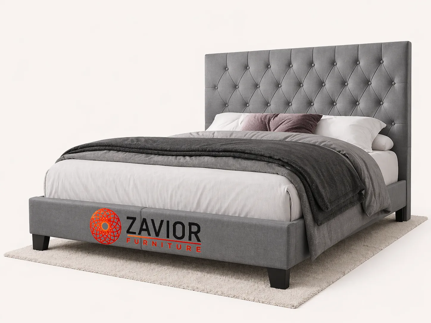 Zavior Dillon Tufted Upholstered Panel Bed