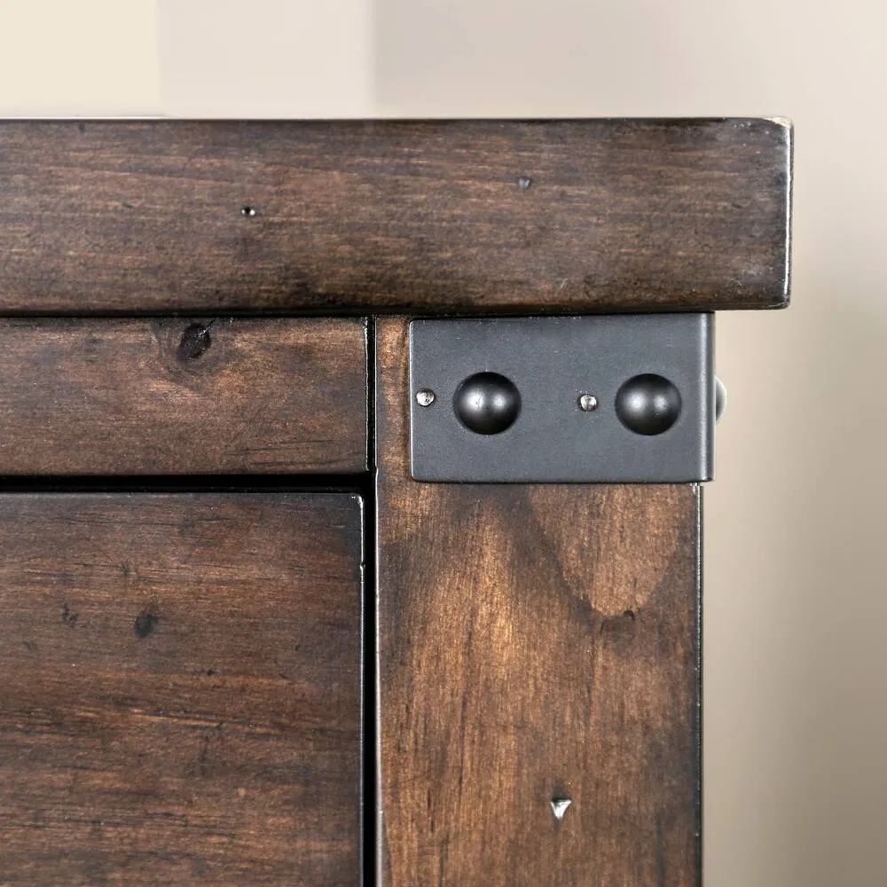 Zavior Rustic Dark Walnut Panel Bed and Nightstand Set