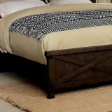 Zavior Rustic Dark Walnut Panel Bed and Nightstand Set thumbnail 2
