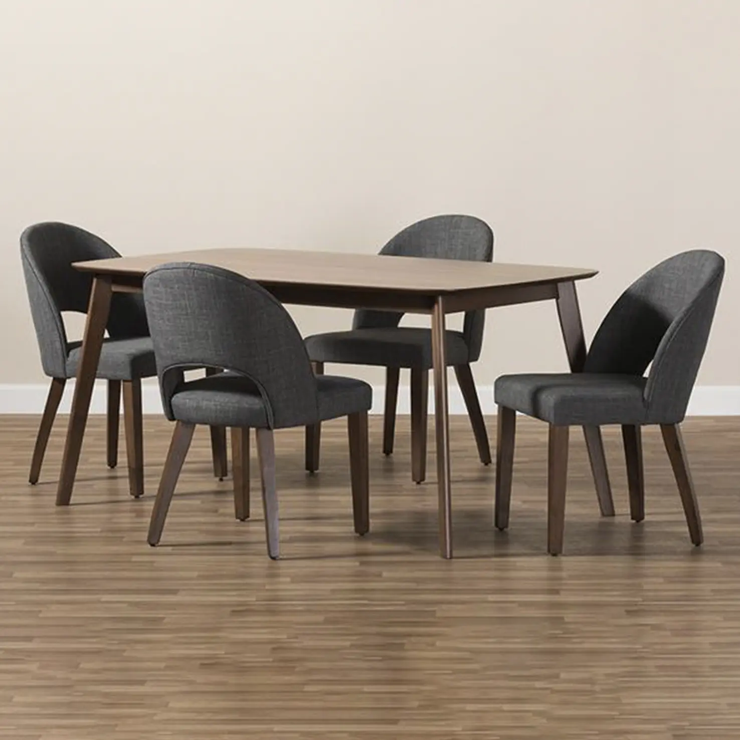 Modern Grey Fabric Upholstered 5-Piece Dining Set – furniture