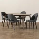 Modern Grey Fabric Upholstered 5-Piece Dining Set – furniture