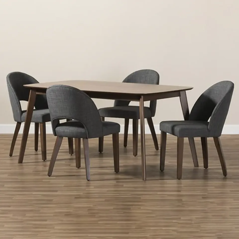 Modern Grey Fabric Upholstered 5-Piece Dining Set – furniture - product image 1