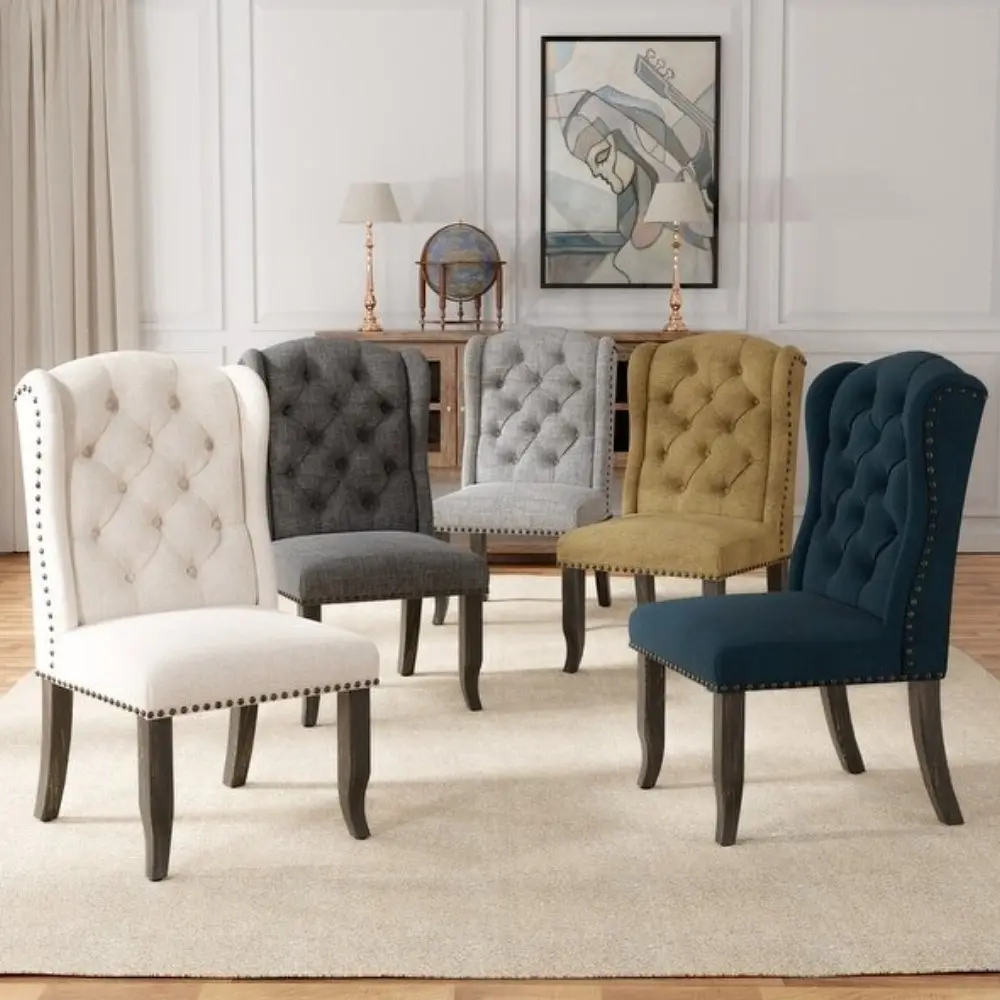 Rustic Linen Dining Chairs (Set of 2) – furniture