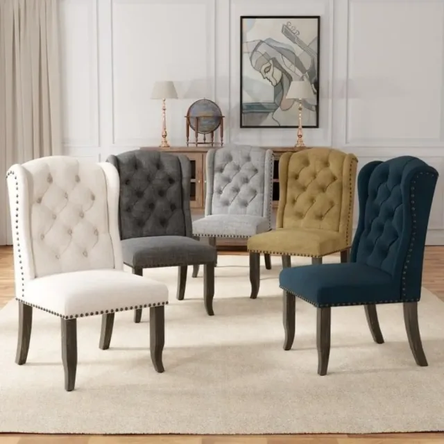 Rustic Linen Dining Chairs (Set of 2) – furniture