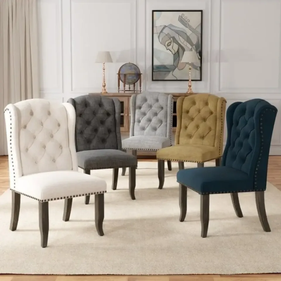 Rustic Linen Dining Chairs (Set of 2) – furniture - product image 1