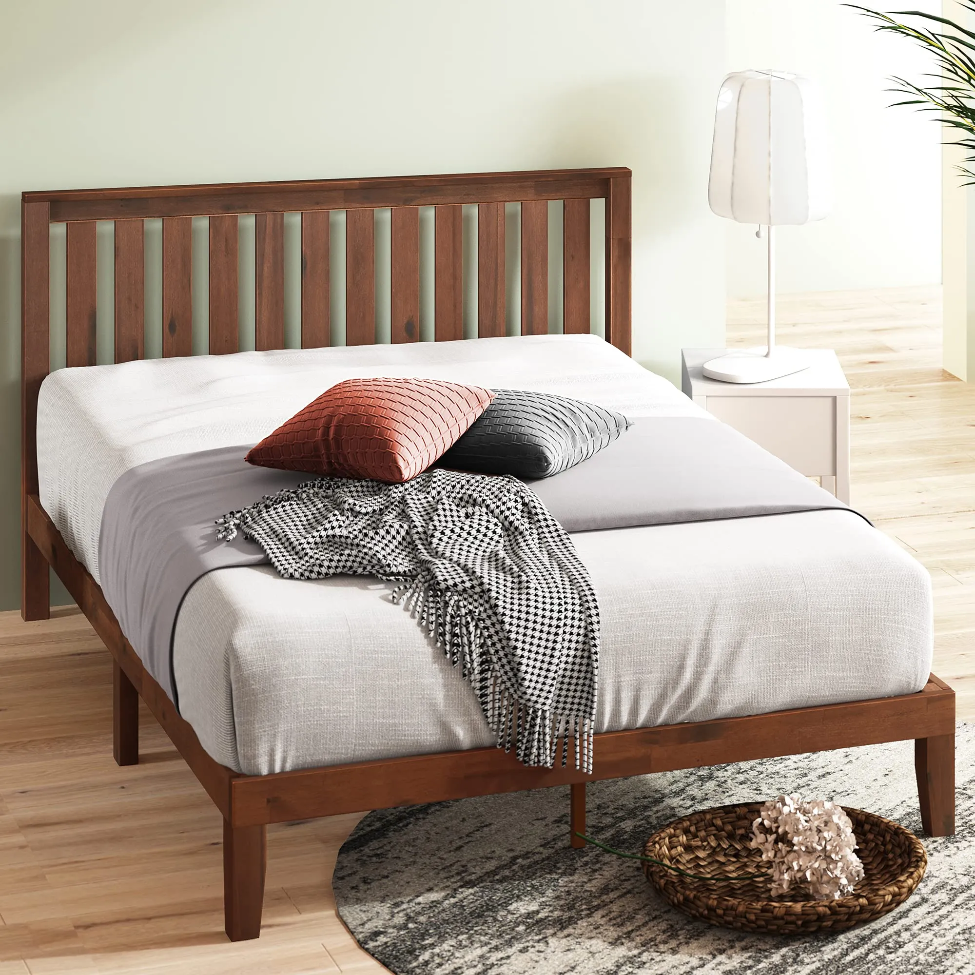 Zavior Espresso Solid Wood Platform Bed with Storage Drawers