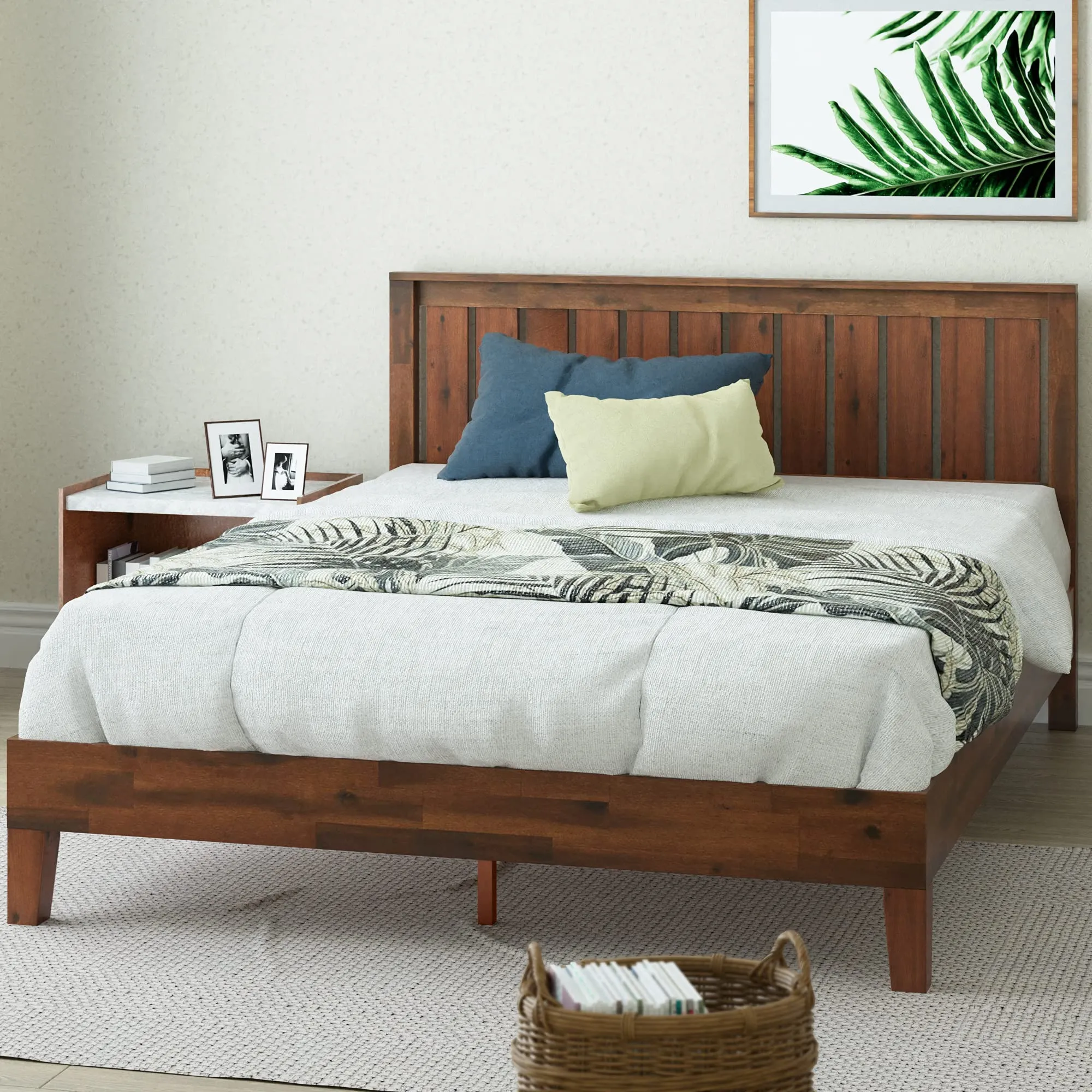 Zavior Espresso Solid Wood Platform Bed with Storage Drawers
