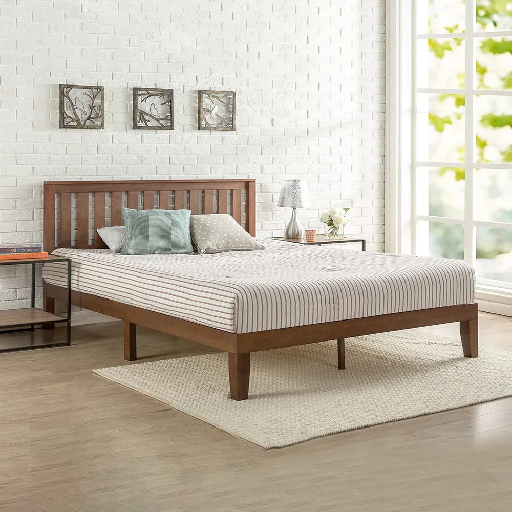 Zavior Espresso Solid Wood Platform Bed with Storage Drawers