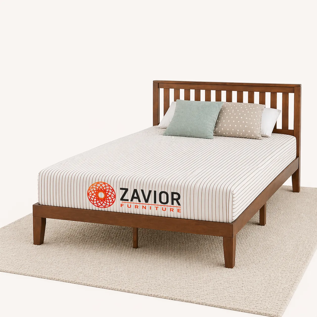 Zavior Espresso Solid Wood Platform Bed with Storage Drawers