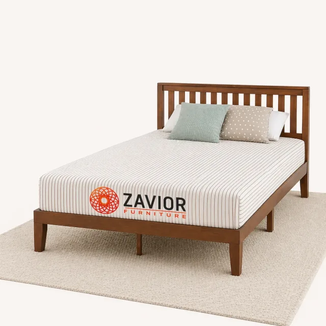Zavior Espresso Solid Wood Platform Bed with Storage Drawers