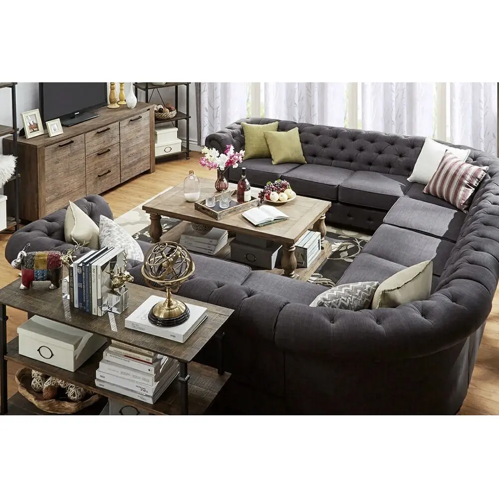 Chesterfield 11-Seat U-Shaped Sectional Sofa – Luxury Seating for Dubai Homes – furniture