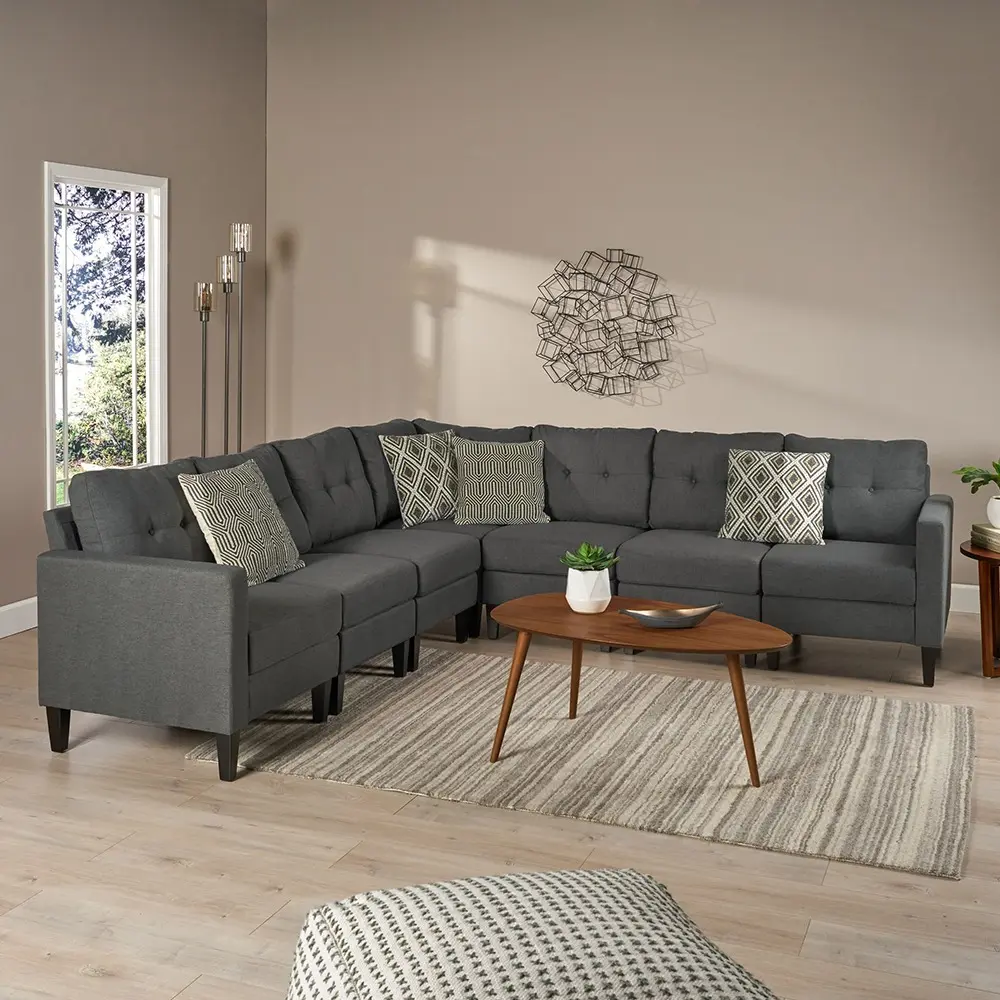 Emmie Mid Century Modern 7-piece Sectional Sofa Set – furniture