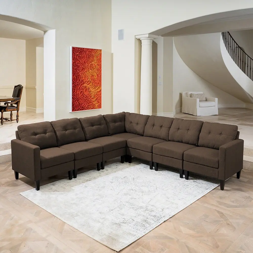 Emmie Mid Century Modern 7-piece Sectional Sofa Set – furniture