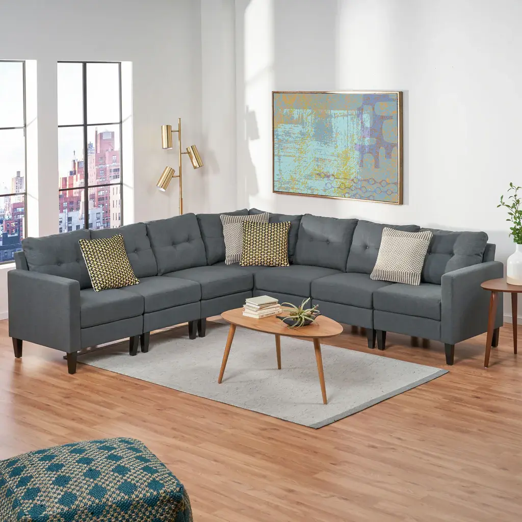 Emmie Mid Century Modern 7-piece Sectional Sofa Set – furniture