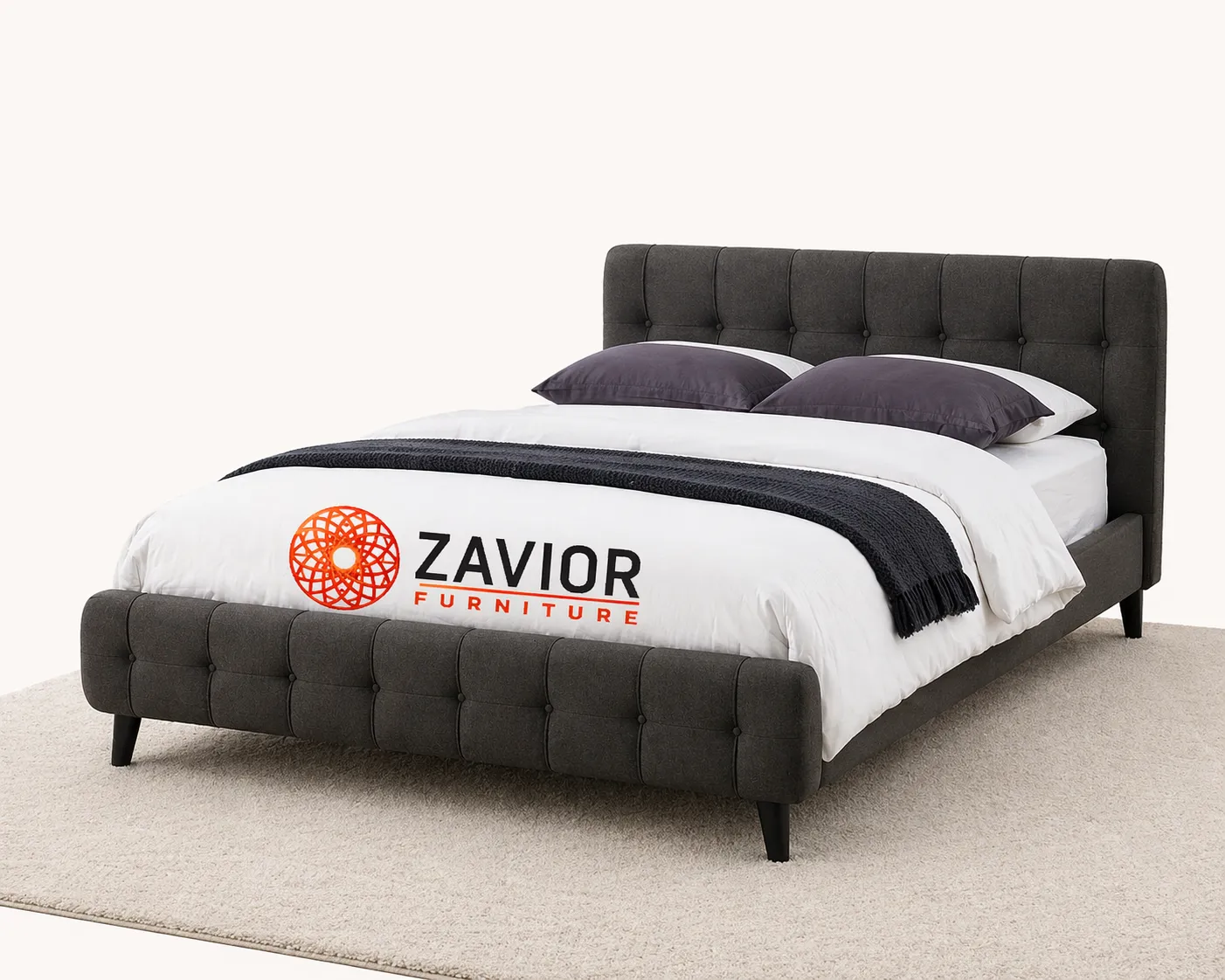 Zavior Fabric Upholstered Tufted Bed