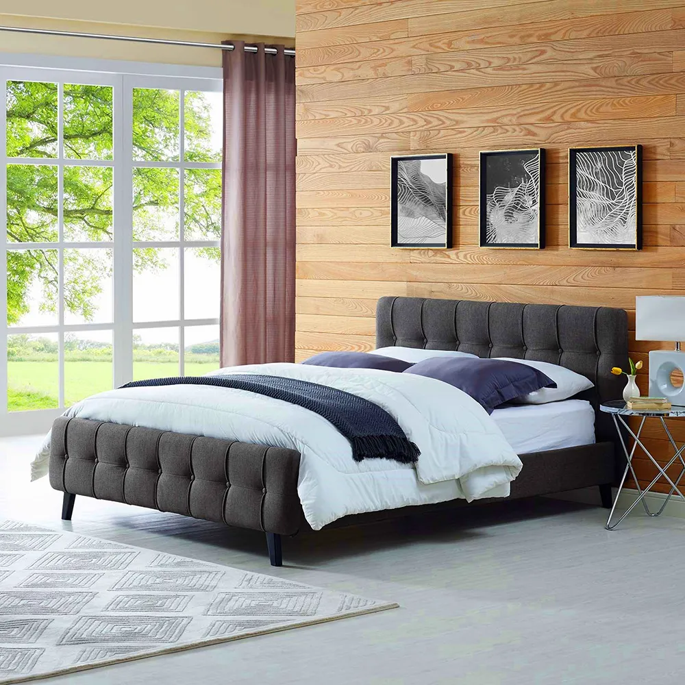 Zavior Fabric Upholstered Tufted Bed