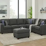 Casanova 7-piece Dark Gray Linen Modular Sectional Sofa – furniture thumbnail 1