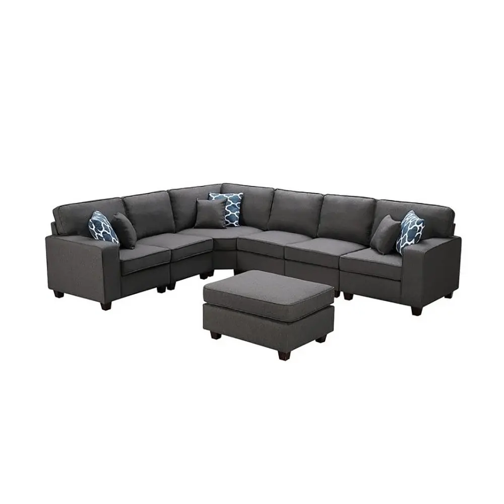 Casanova 7-piece Dark Gray Linen Modular Sectional Sofa – furniture