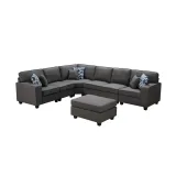 Casanova 7-piece Dark Gray Linen Modular Sectional Sofa – furniture thumbnail 2