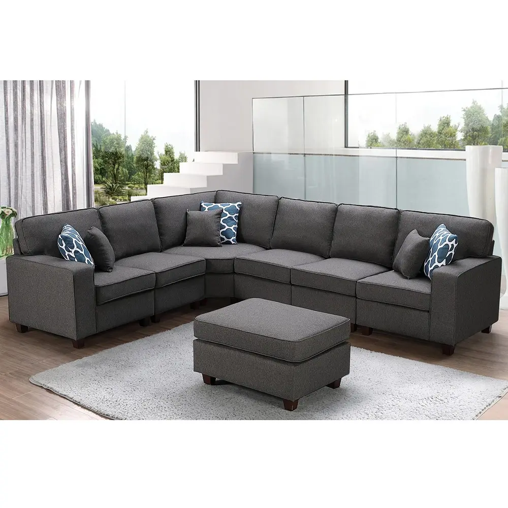 Casanova 7-piece Dark Gray Linen Modular Sectional Sofa – furniture