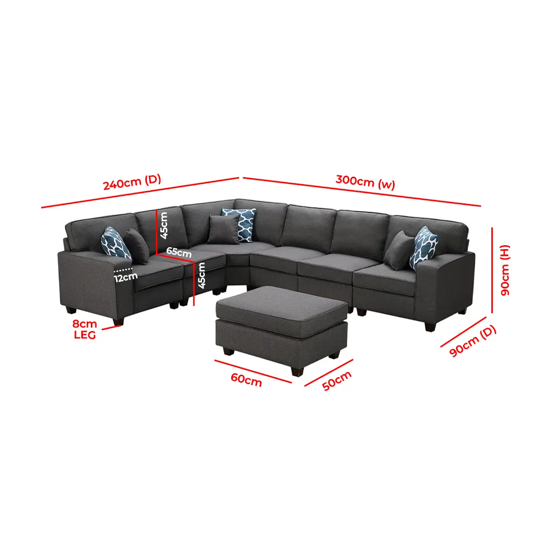 Casanova 7-piece Dark Gray Linen Modular Sectional Sofa – furniture