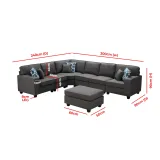 Casanova 7-piece Dark Gray Linen Modular Sectional Sofa – furniture thumbnail 4