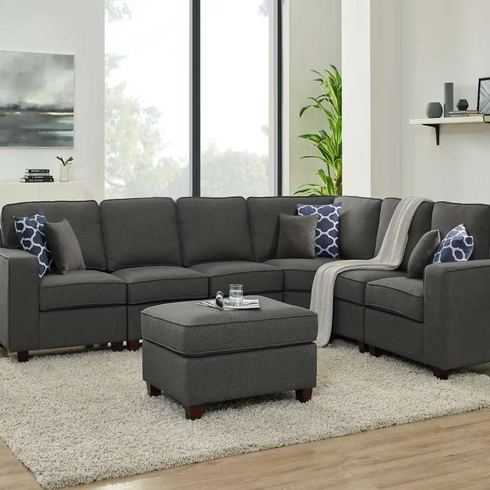 Casanova 7-piece Dark Gray Linen Modular Sectional Sofa – furniture