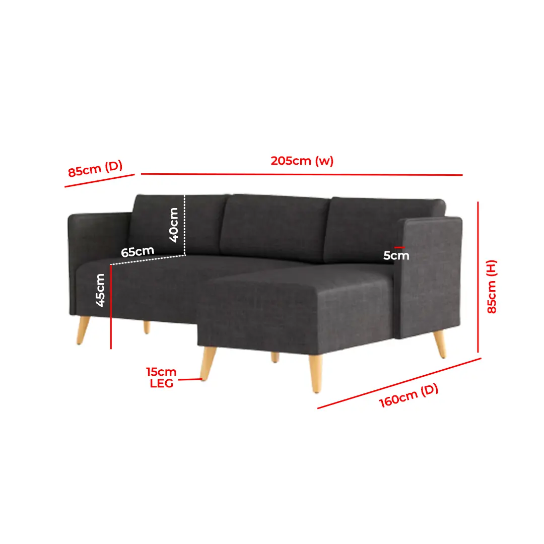 Augustus Mid-century Modern Fabric Chaise Sectional – furniture