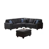 Gray Woven 6Pc Modular Sectional Sofa with Ottoman – furniture thumbnail 2