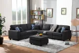 Gray Woven 6Pc Modular Sectional Sofa with Ottoman – furniture thumbnail 3