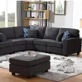 Gray Woven 6Pc Modular Sectional Sofa with Ottoman – furniture thumbnail 1