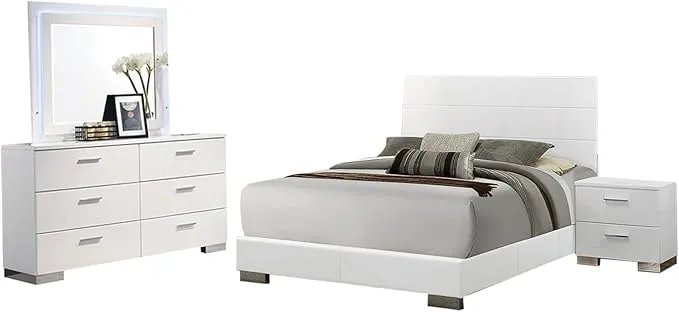 Zavior Felicity High Gloss Bedroom Set with LED Headboard