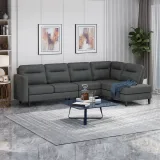 Modern Fabric Upholstered Sofa with Chaise Lounge – furniture thumbnail 2