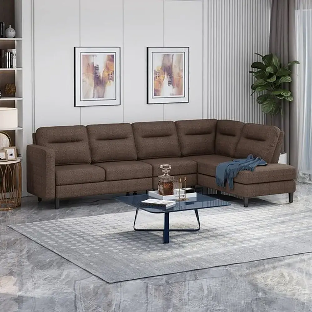Modern Fabric Upholstered Sofa with Chaise Lounge – furniture