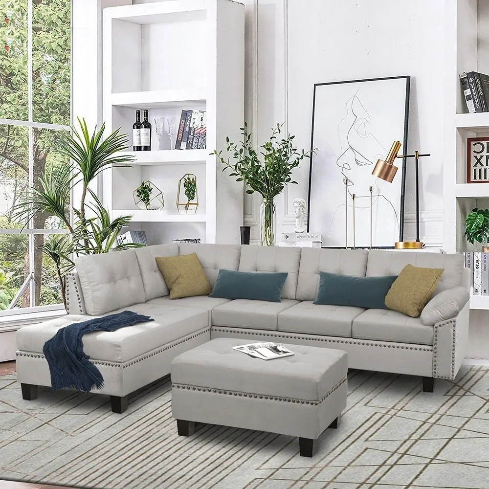 5-Piece Luxurious Sectional Sofa Set with Chaise Lounge and Storage Ottoman – Ultimate Comfort for Your Living Room – furniture