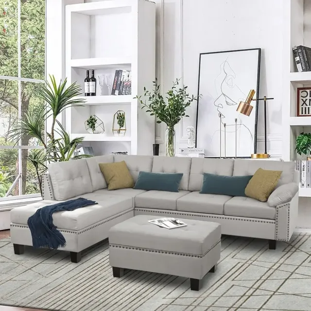 5-Piece Luxurious Sectional Sofa Set with Chaise Lounge and Storage Ottoman – Ultimate Comfort for Your Living Room – furniture