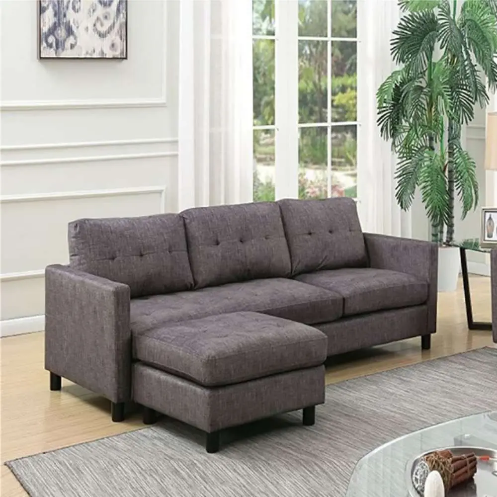 ACME Ceasar Sectional Sofa in Gray Fabric – Luxury Sofa for Modern Living (Seats 6) – furniture